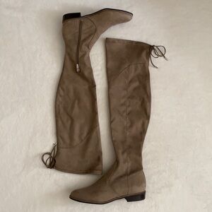 {NWOT} Marc Fisher | Hulie Over the Knee Faux Suede Boot MFHULIE Taupe (8.5 M)